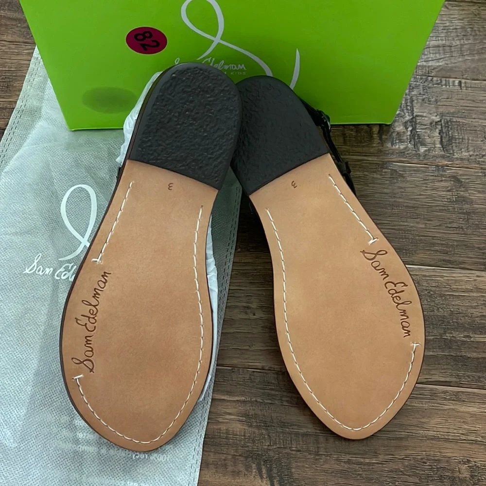 Sam Edelman Gigi Kids Thong Sandals Black Patent Size 3
